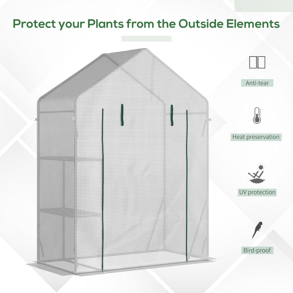 Greenhouse for Outdoor, Portable Gardening Plant Grow House with Shelf Outsunny