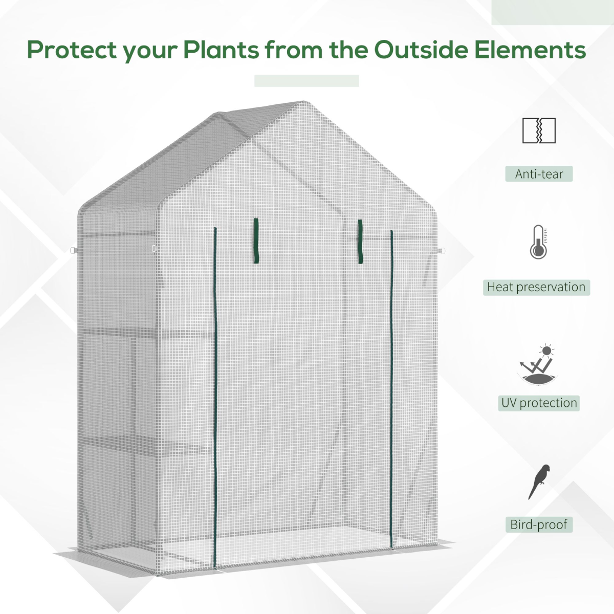 Greenhouse for Outdoor, Portable Gardening Plant Grow House with Shelf Outsunny