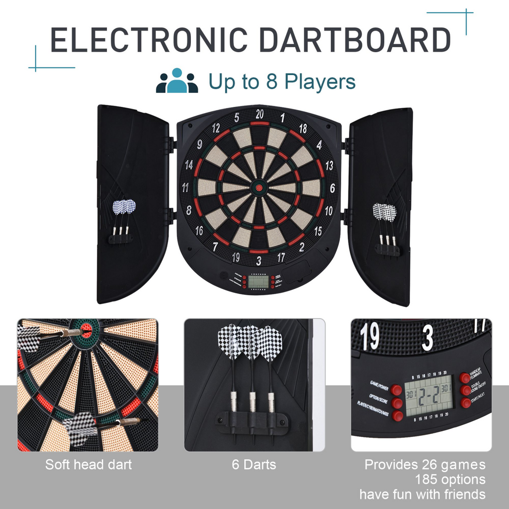 Electronic Dartboard Set 26 Games and 185 Variations with 6 Darts