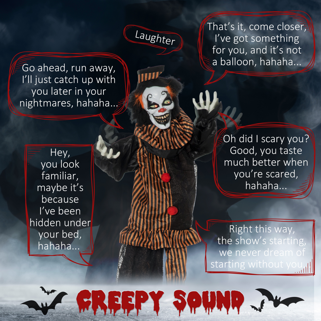 67 Inch Life Size Outdoor Halloween Talking Circus Clown Light Up Eyes Laughter
