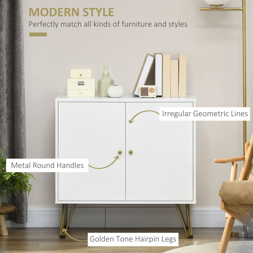 HOMCOM Freestanding Storage Cabinet with Adjustable Shelves for Living Room