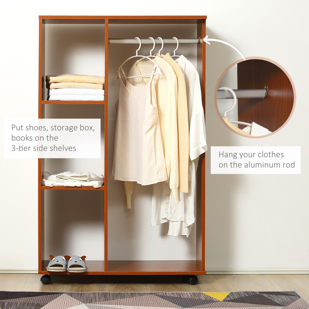 Open Wardrobe W/ Clothes Hanging Rail-Walnut