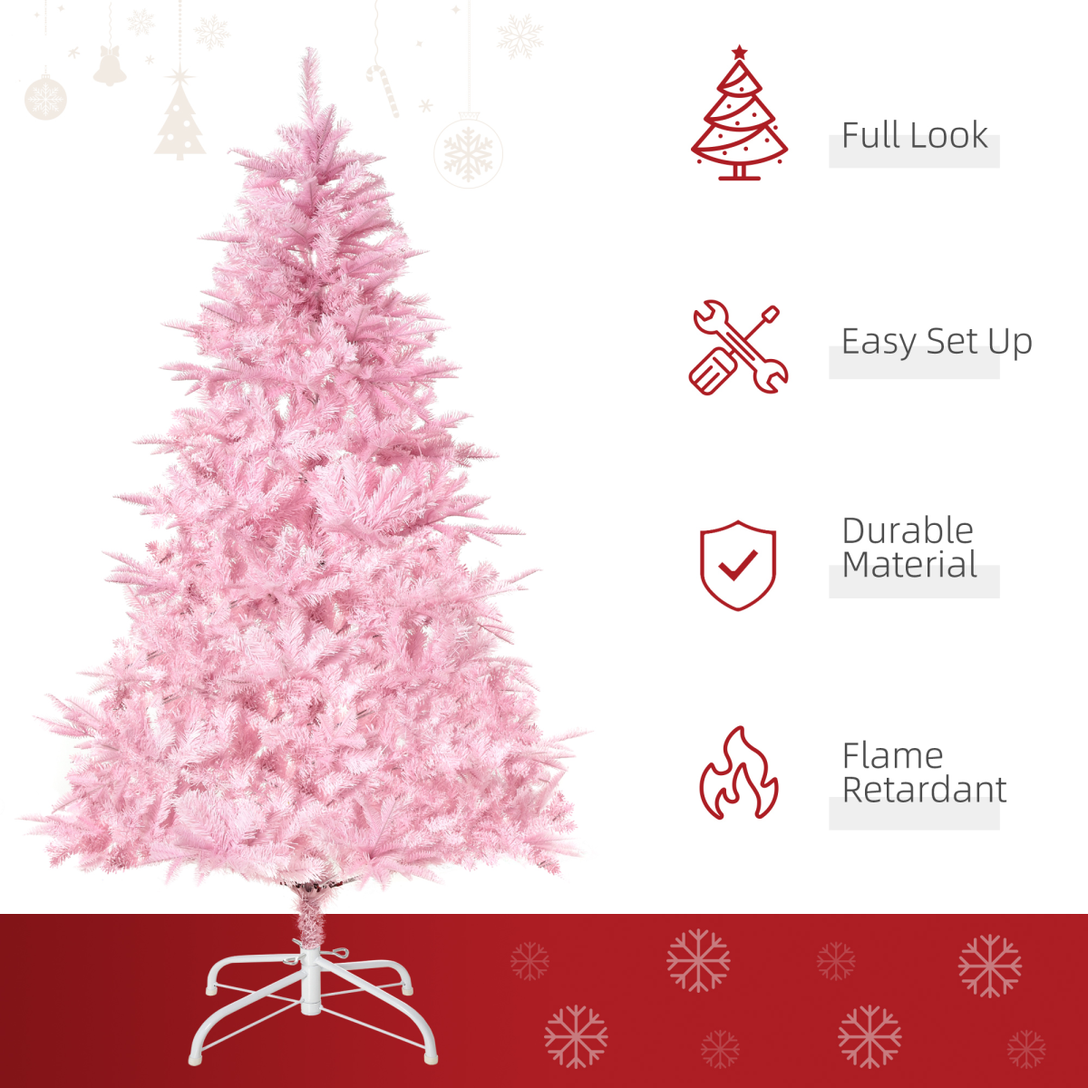 6FT Artificial Christmas Tree Holiday Xmas Automatic Open for Home Party Pink