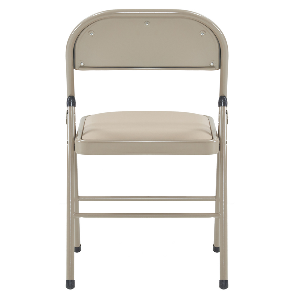 4pcs Elegant Foldable Iron & PVC Chairs for Convention & Exhibition  Light  Brown
