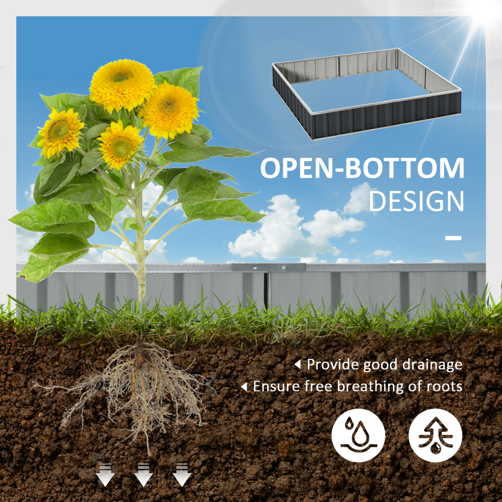 Metal Raised Garden Bed Steel Planter Box A Pairs of Glove 258cmx90cm