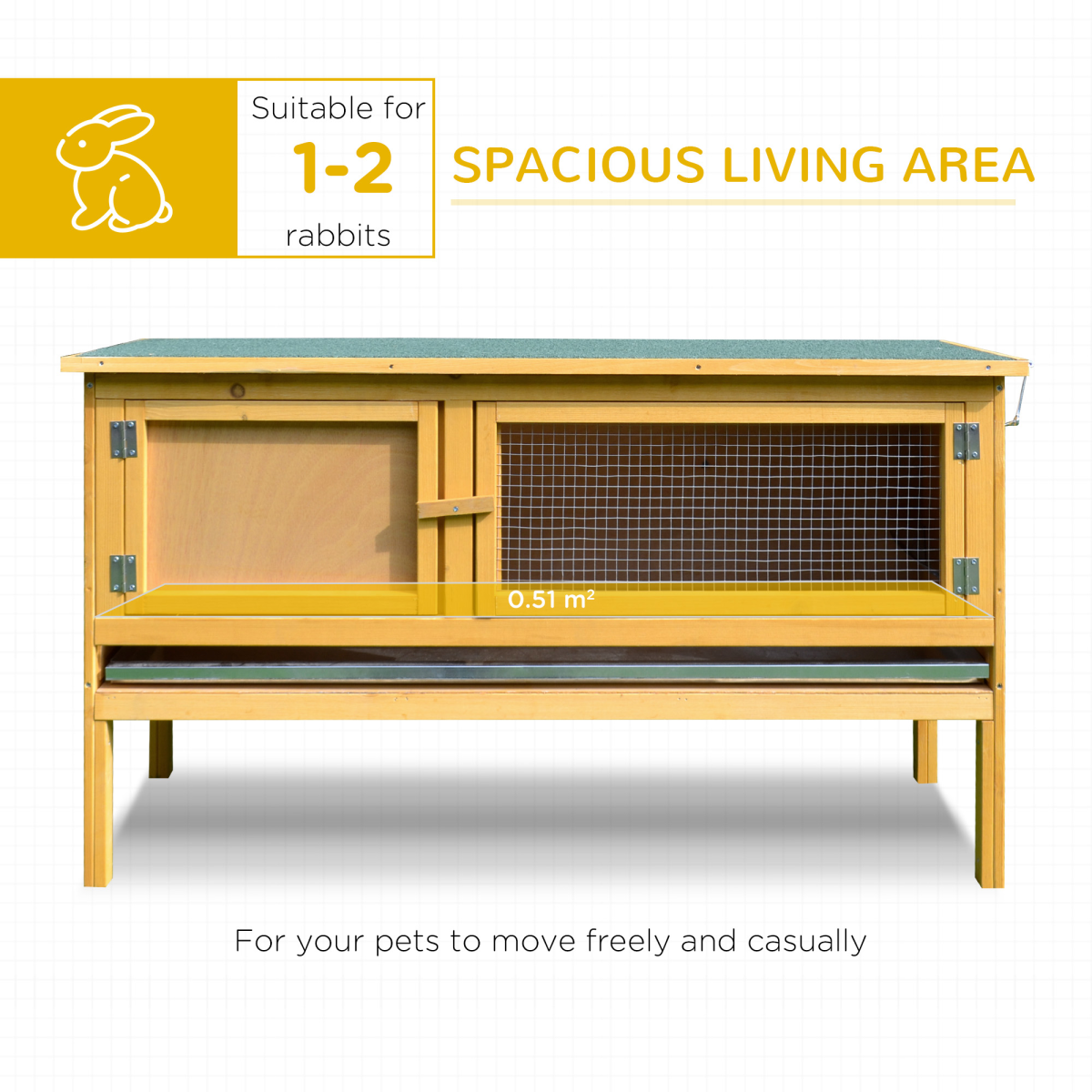 Wooden Rabbit Hutch Bunny Cage Outdoor Small Animal House w/ Hinged Top