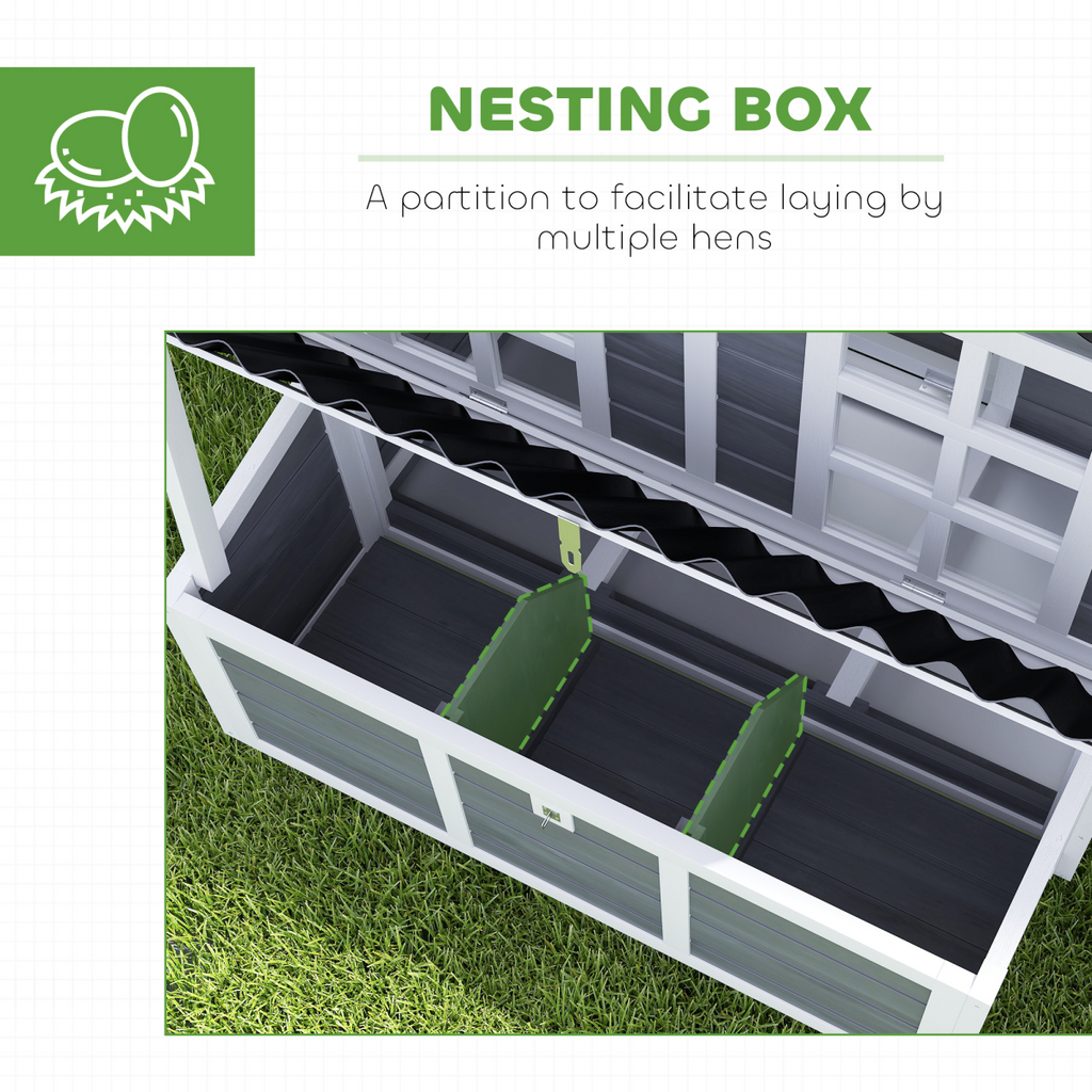 PawHut Wooden Chicken Coop w/ Nesting Box for 4-6 Chickens, 100 x 86 x 100cm