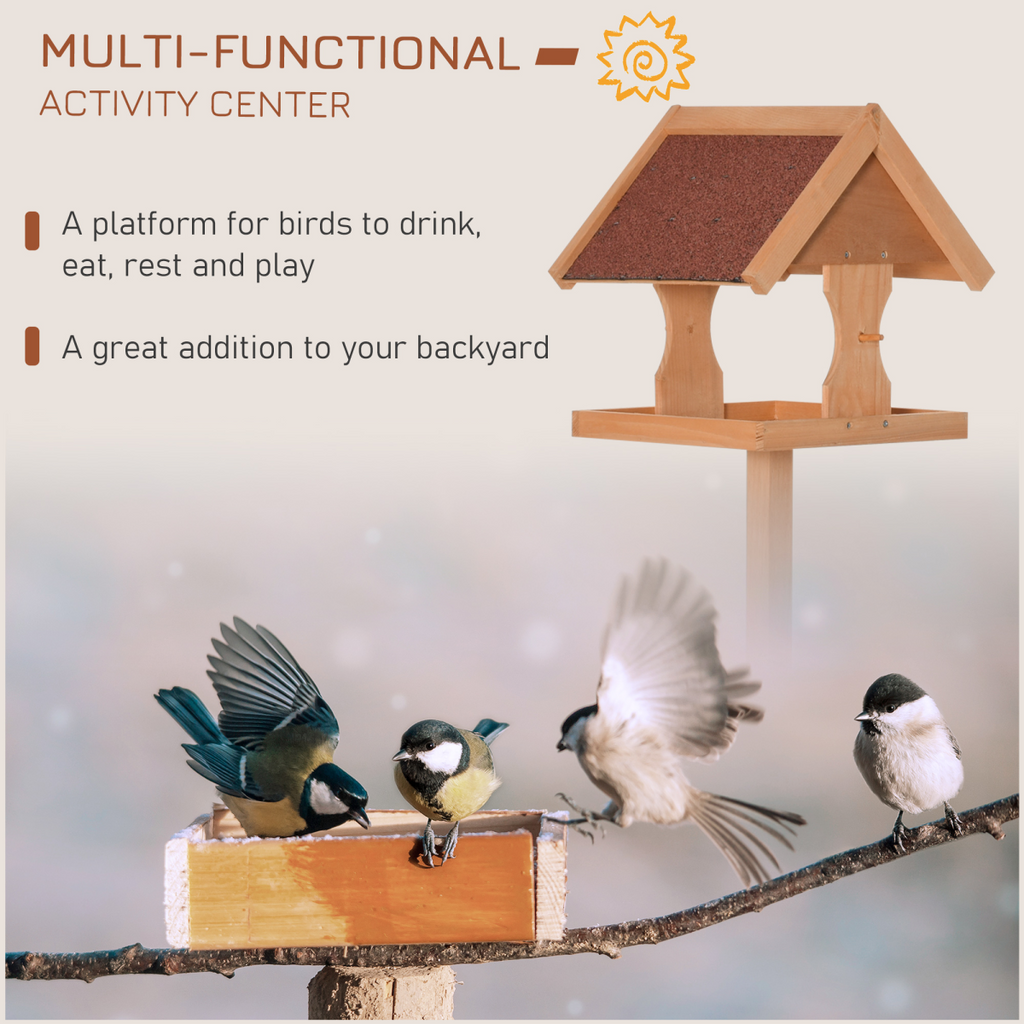 Wooden Bird Feeder Freestanding Cross-shaped Support Feet Weather Resistant