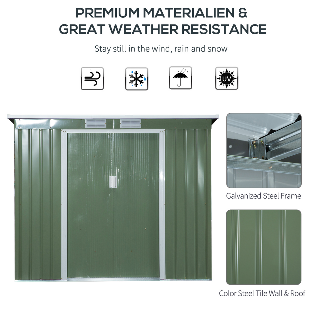 Garden Storage Shed Sloped Roof Outdoor Equipment Tool Storage 213x130x173cm