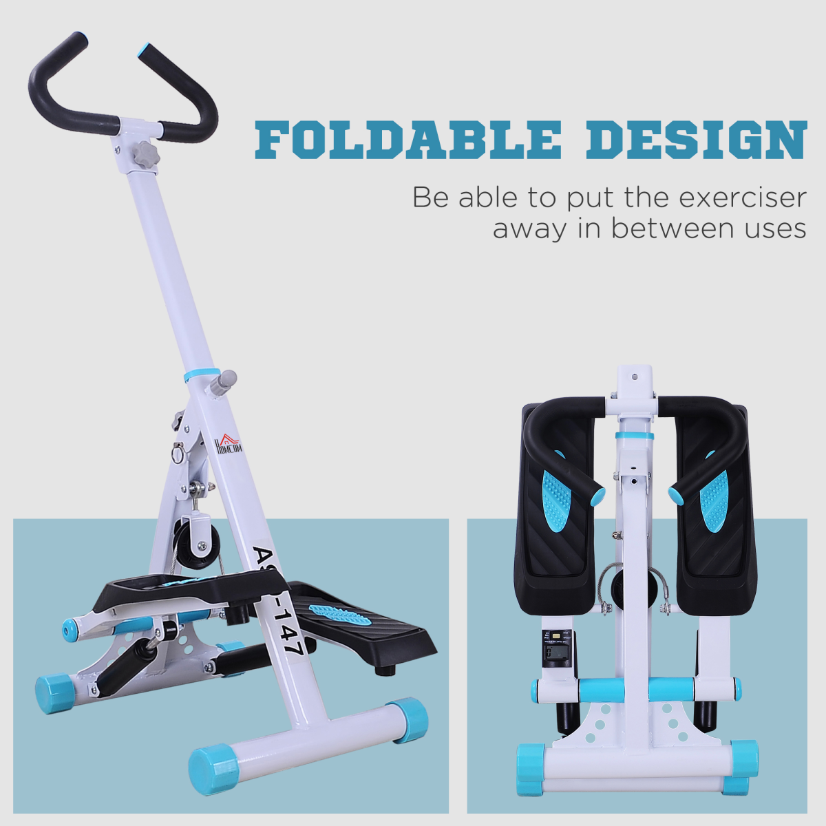 Stepper Fitness Exercise Handle Bar Machine Cardio Foldable Workout HOMCOM