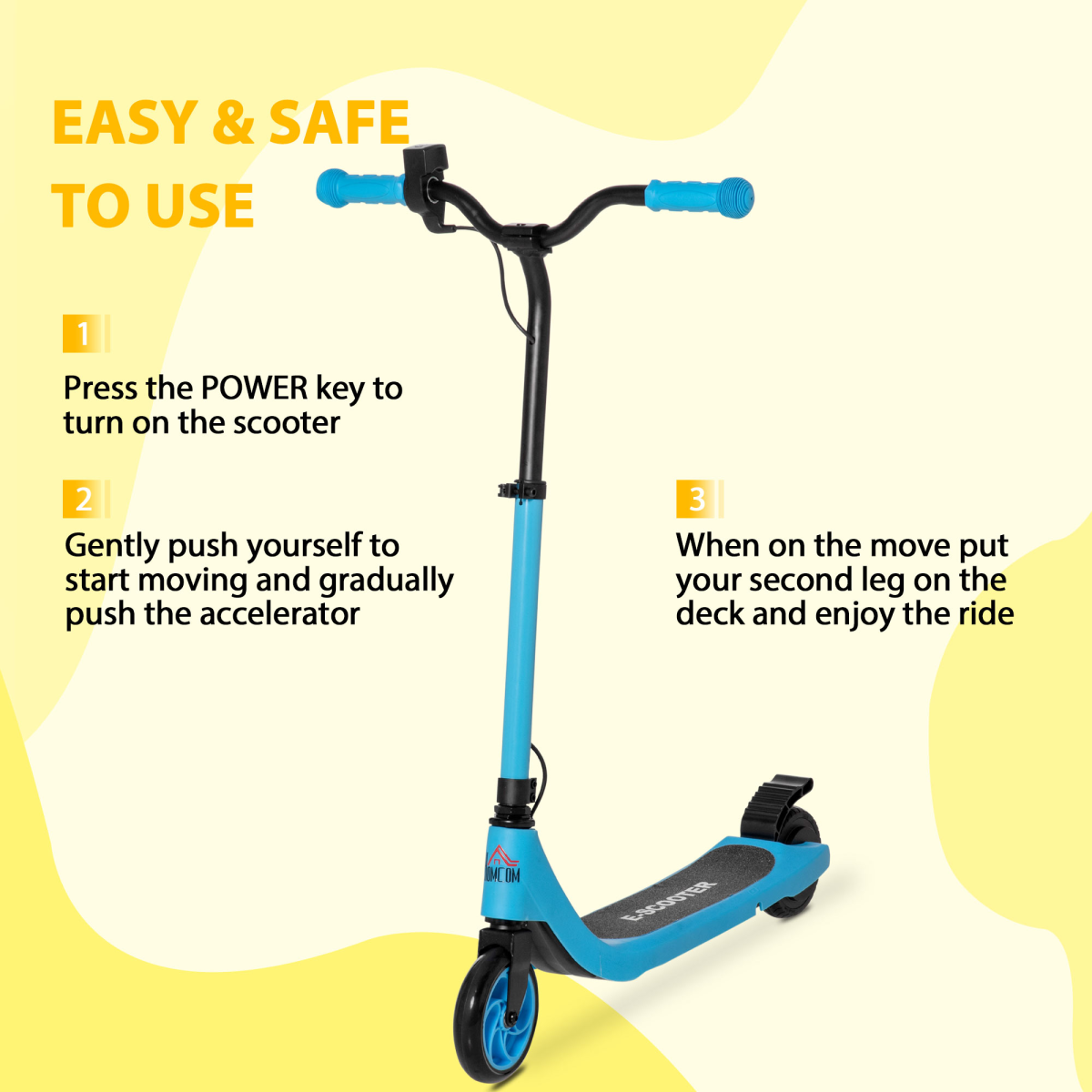 120W Electric Scooter w/ Battery Level Display, Rear Break - Blue HOMCOM