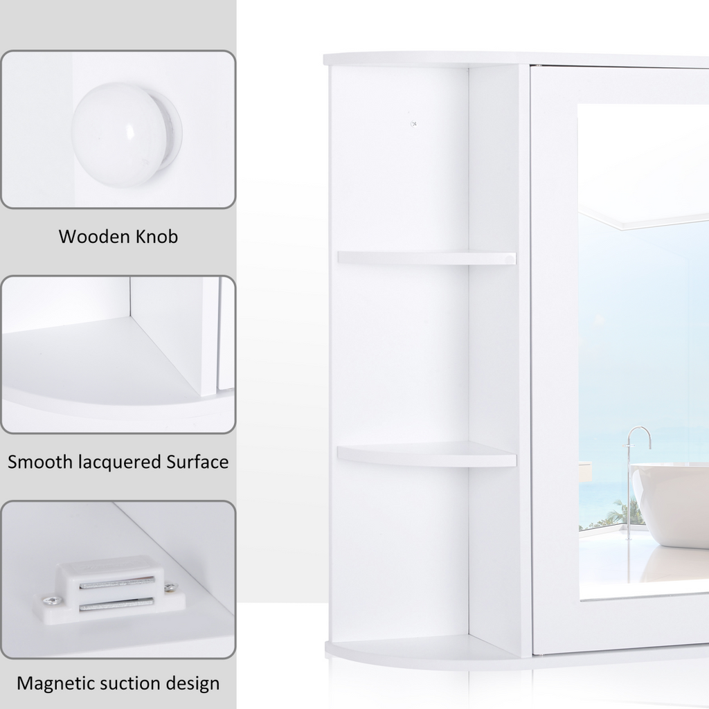 Wall Mounted Bathroom Cabinet w/ Mirror Single Door Storage Shelves HOMCOM