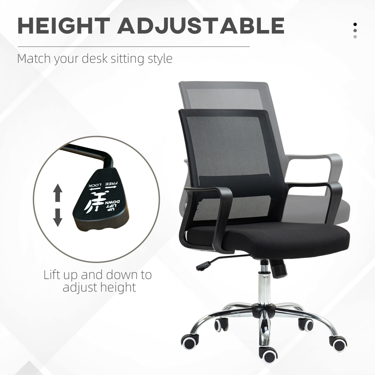 Vinsetto Mesh Office Chair Desk Chair with Swivel Seat Adjustable Height Black