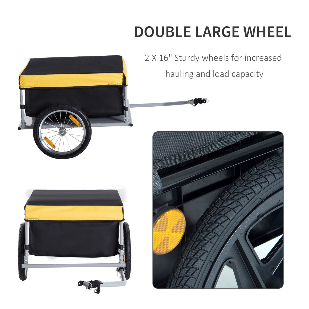 Steel Frame Bike Cargo Trailer Storage Cart Yellow