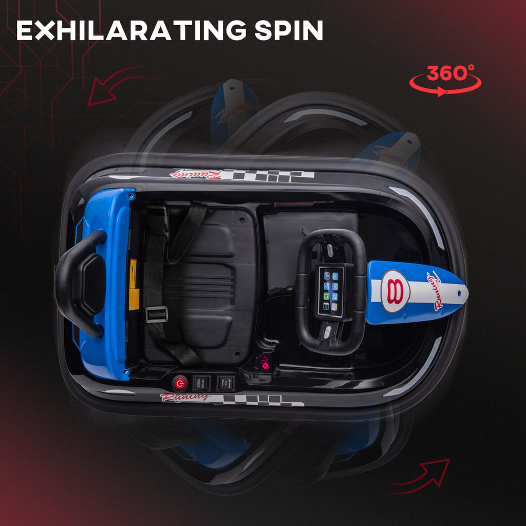 HOMCOM 6V Kids Bumper Car, 360-Degree Rotation Waltzer Car with 2 Speeds - Black