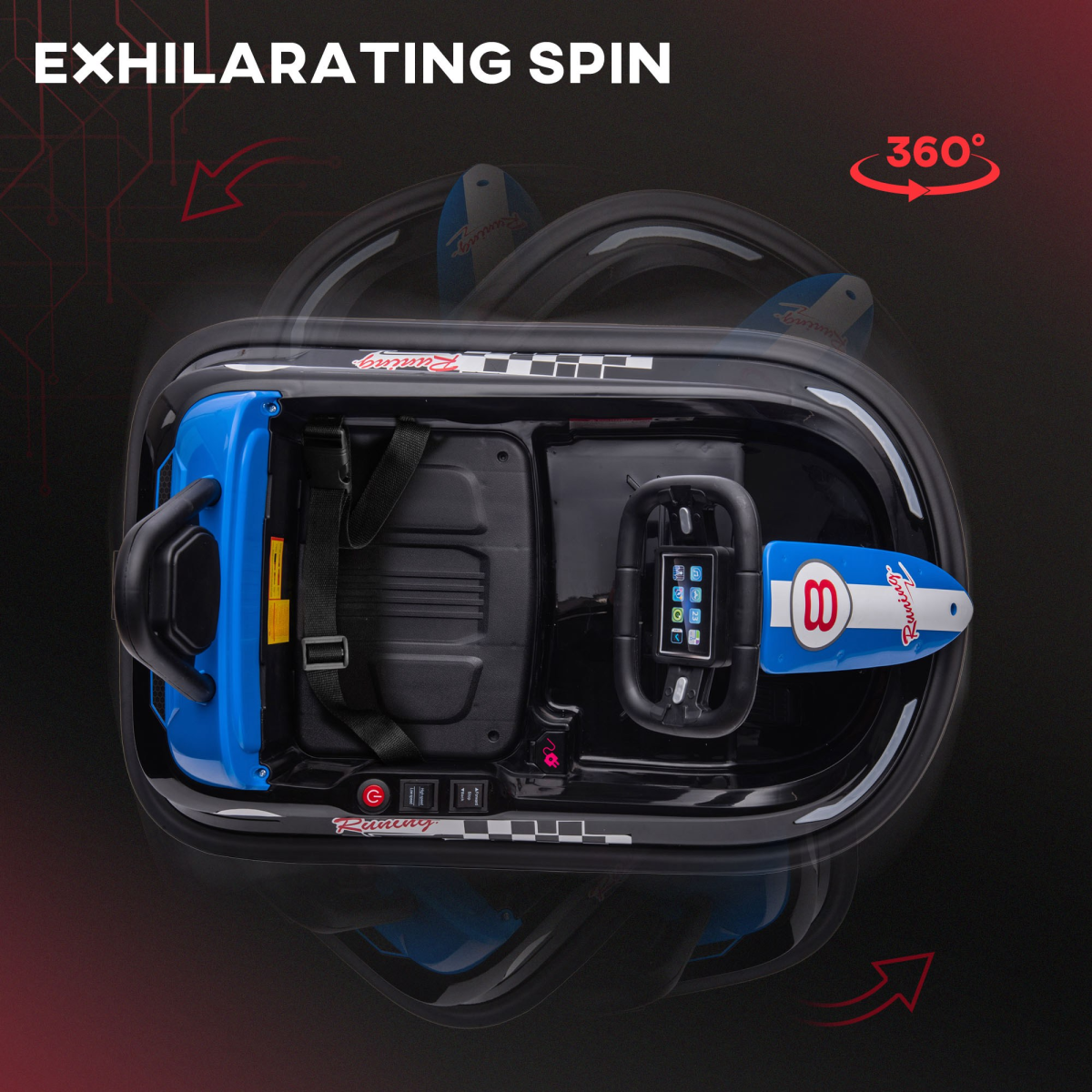 HOMCOM 6V Kids Bumper Car, 360-Degree Rotation Waltzer Car with 2 Speeds - Black