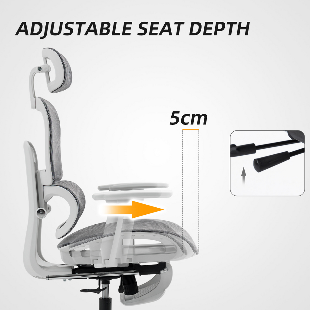 HOMCOM Ergonomic Office Chair Swivel Computer Chair with 3D Armrest Grey