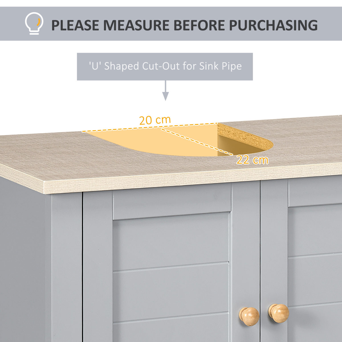 kleankin Bathroom Pedestal Under Sink Cabinet with Storage Shelf Double Door