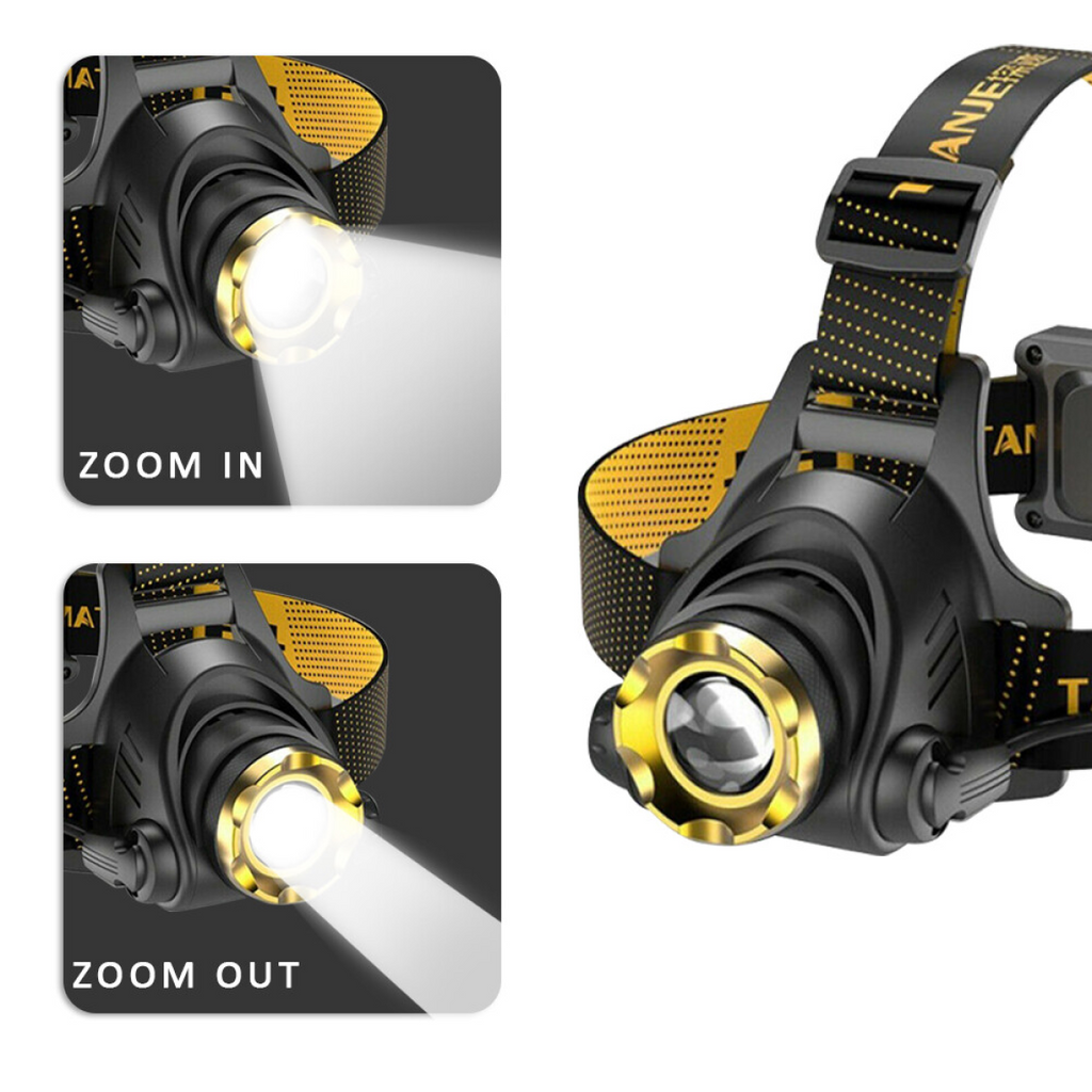 USB Rechargeable LED Headlamp 3 Modes Head Torch Zoomable Headlight+Car Charger+USB Cable Set