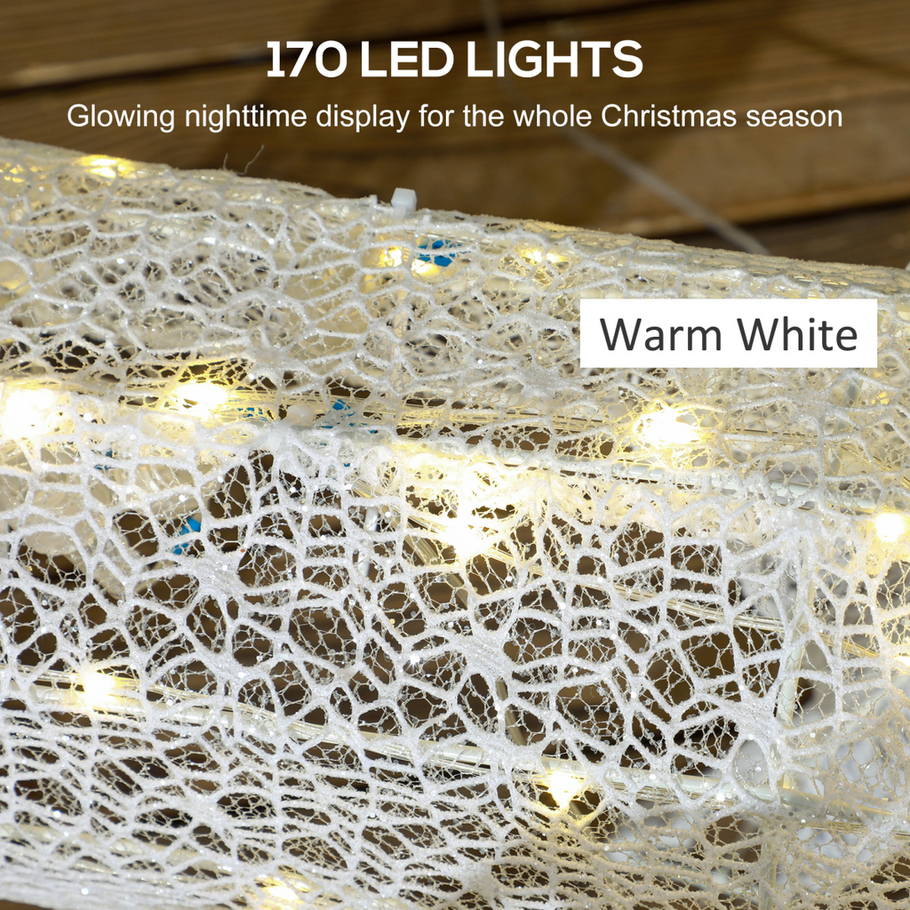 Outsunny Light Up Reindeer & Sleigh Christmas Decoration w/ 170 LED Lights