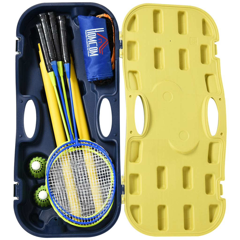 Foldable Badminton Net Set with 2 Pairs of Rackets 2 Nylon Shuttlecocks HOMCOM