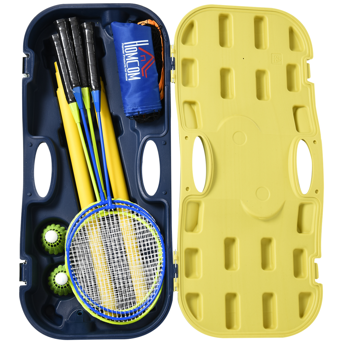 Foldable Badminton Net Set with 2 Pairs of Rackets 2 Nylon Shuttlecocks HOMCOM