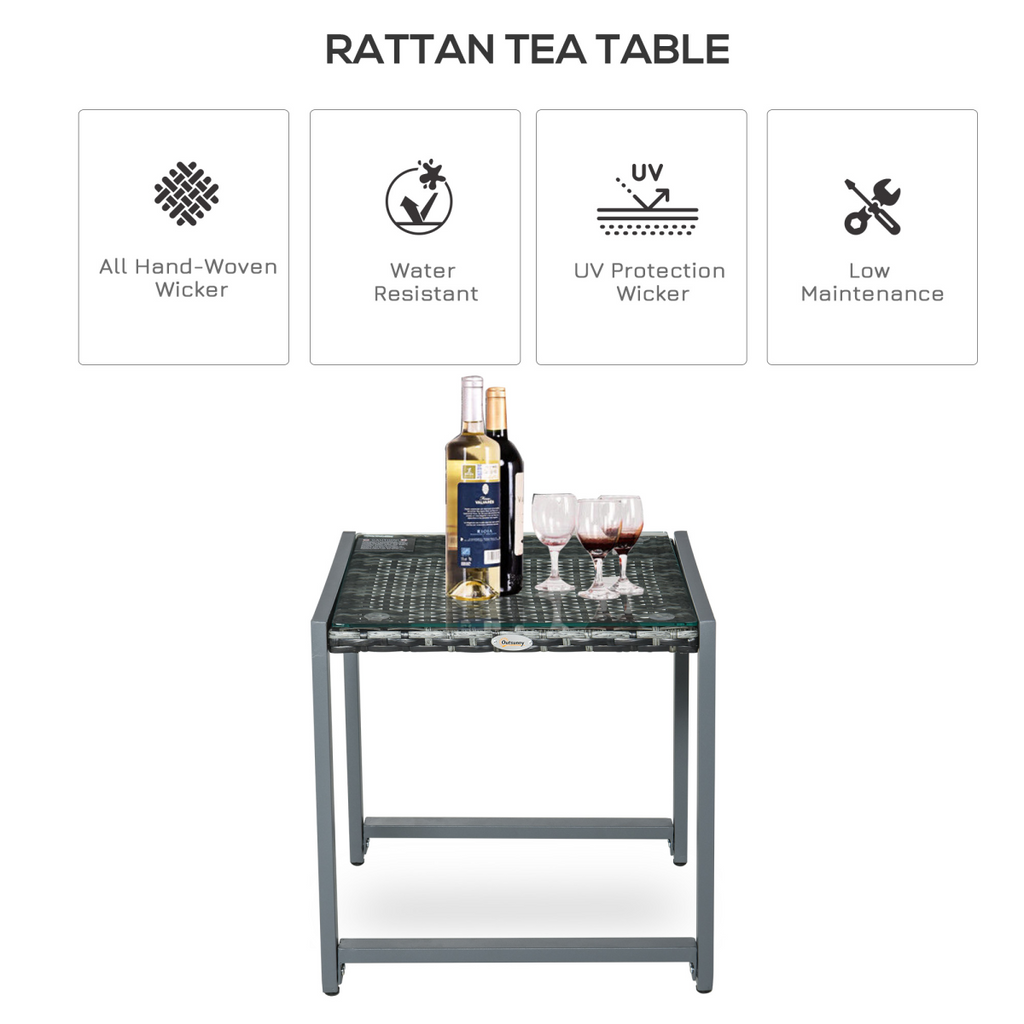 Rattan End Table Side Coffee Desk Outdoor Patio Garden Furniture