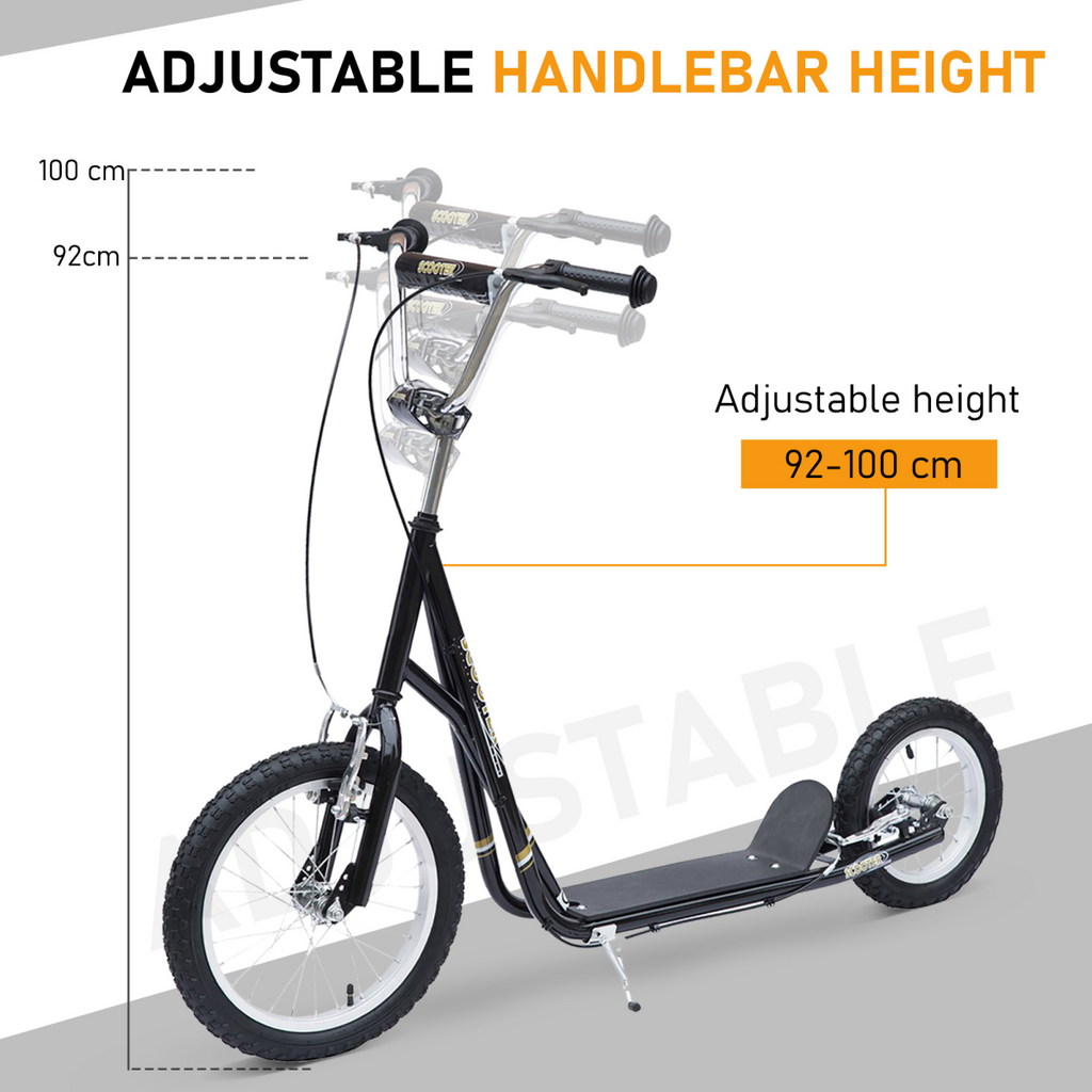 HOMCOM Teen Scooter Adjustable Height Dual Brakes Rubber Wheels Kickstand
