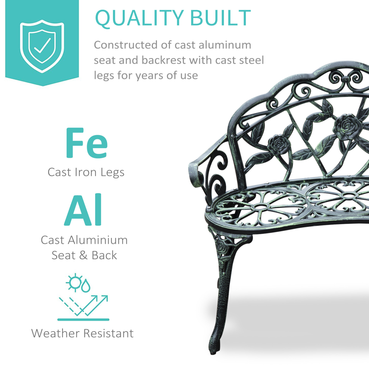 Cast Aluminum Garden Bench Patio Chair