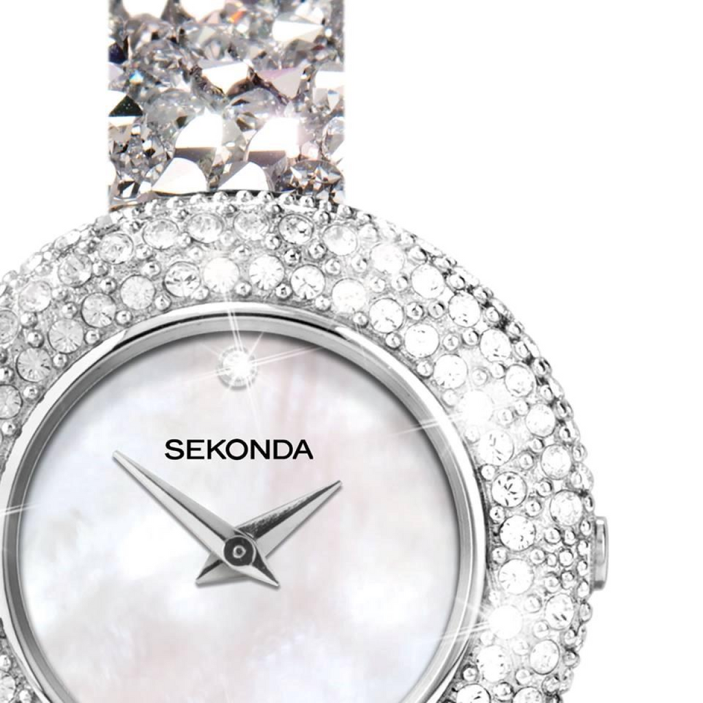 Sekonda Seksy Ladies Bling Round White Dial & silver stone Stainless Steel