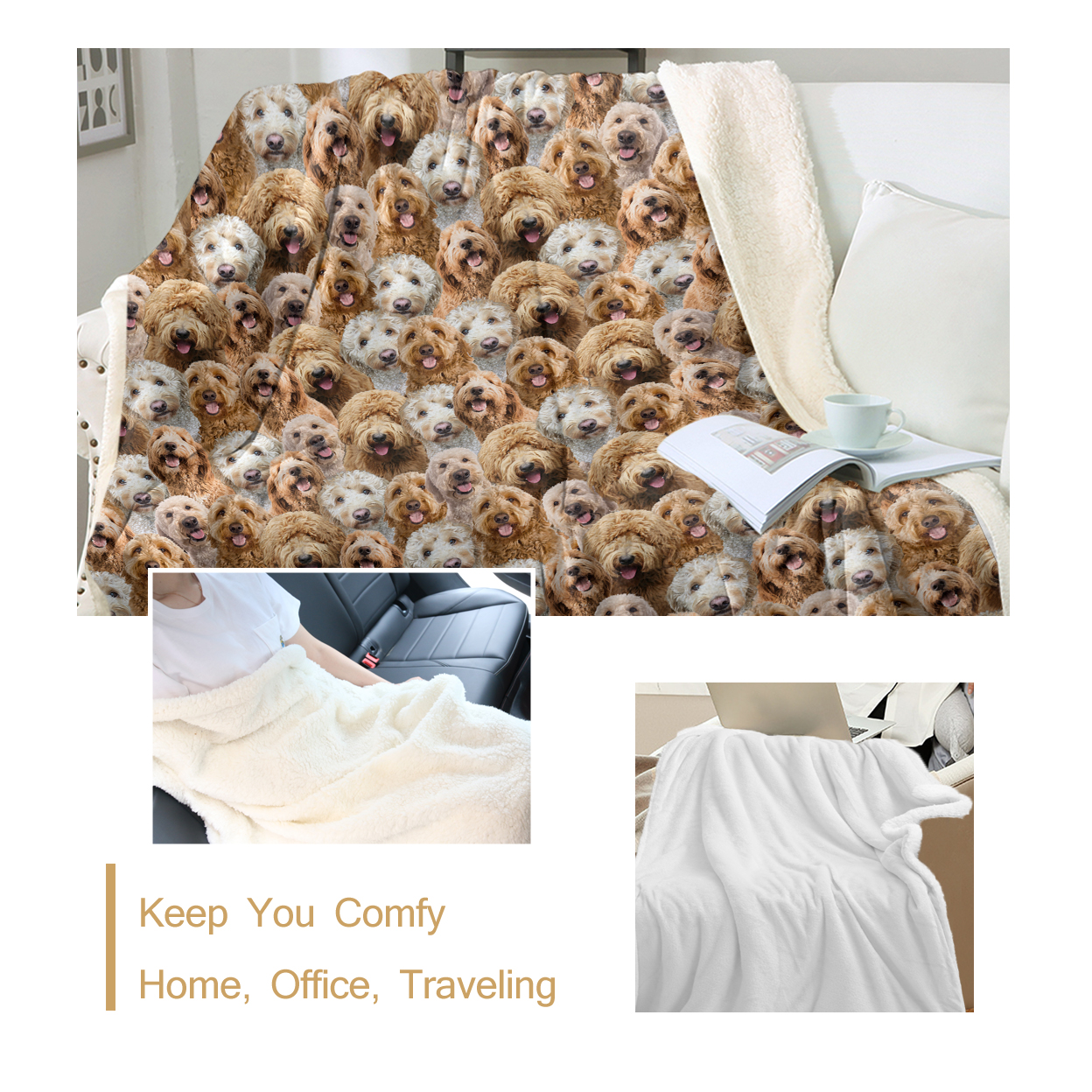 Cockapoos Fleece Blanket Fuzzy Dogs Blanket for Kids Adults Cute Puppy Cockapoos Throw Blanket Puppy Dog Animal Pattern Sherpa Throw Travel/Single (Cockapoos Gifts for Women,130x150cm)
