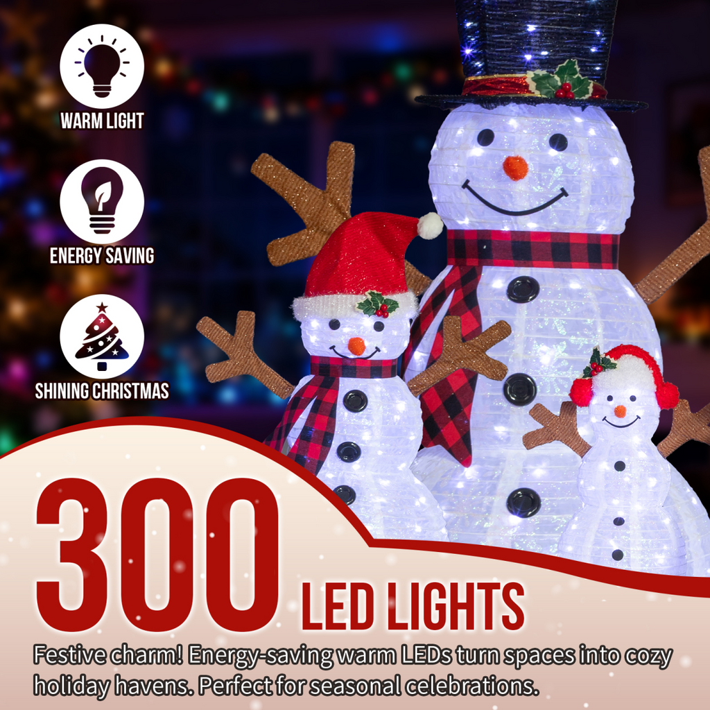 Set of 3 Lighted Snowman Family Christmas Yard Decorations