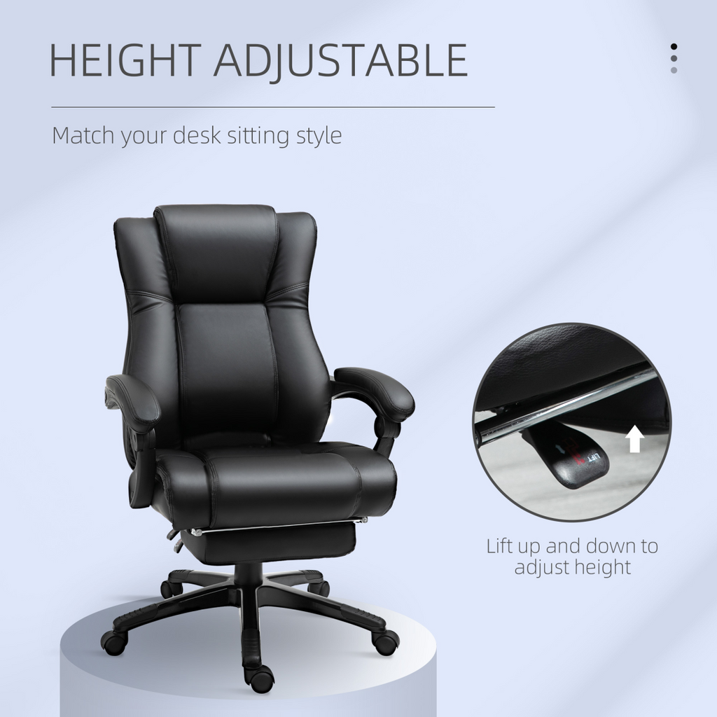 Executive Home Office Chair High Back Recliner, with Foot Rest, Black Vinsetto