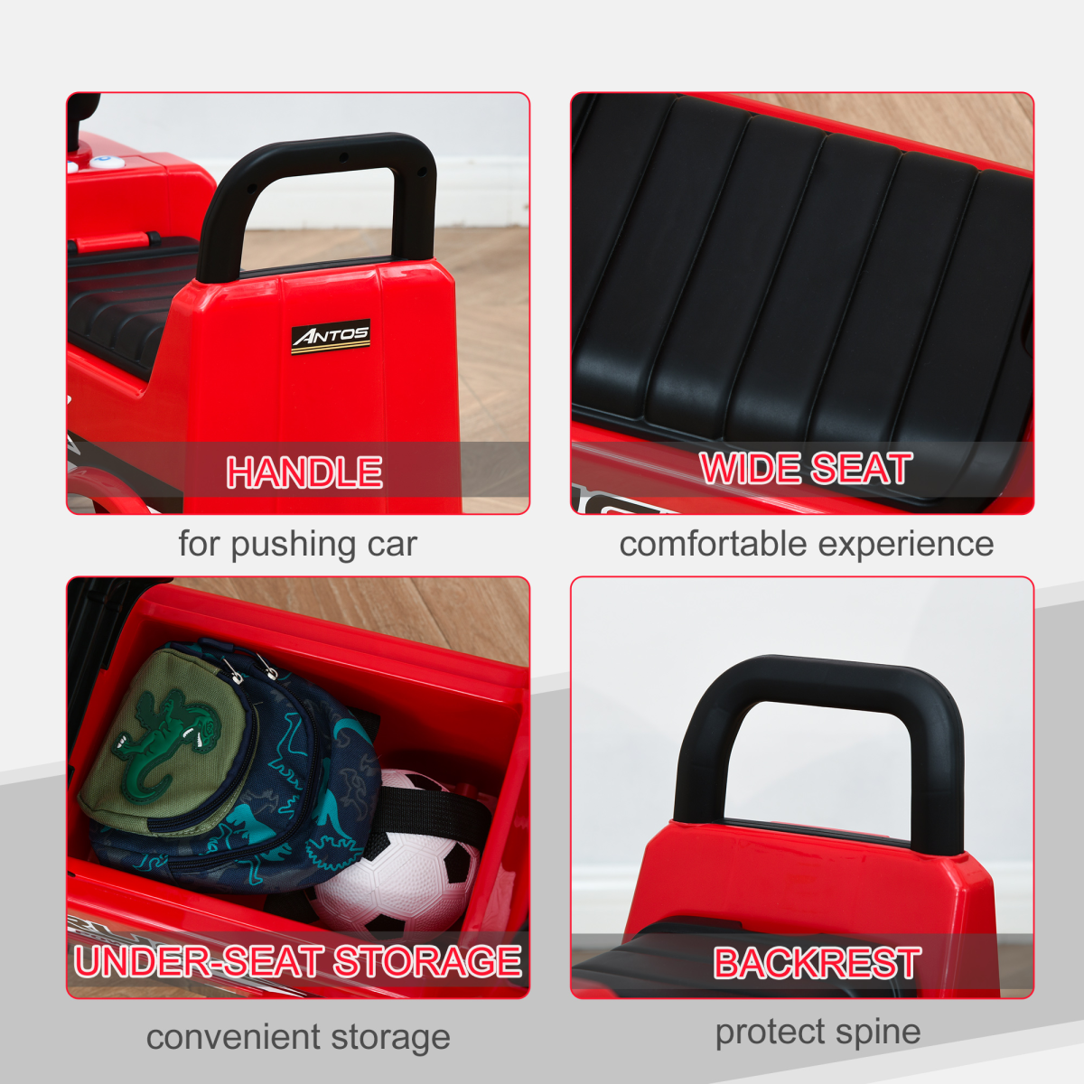 3-in-1 Ride On Car Kids Mercedes Truck Storage for 12 - 36 Months Red