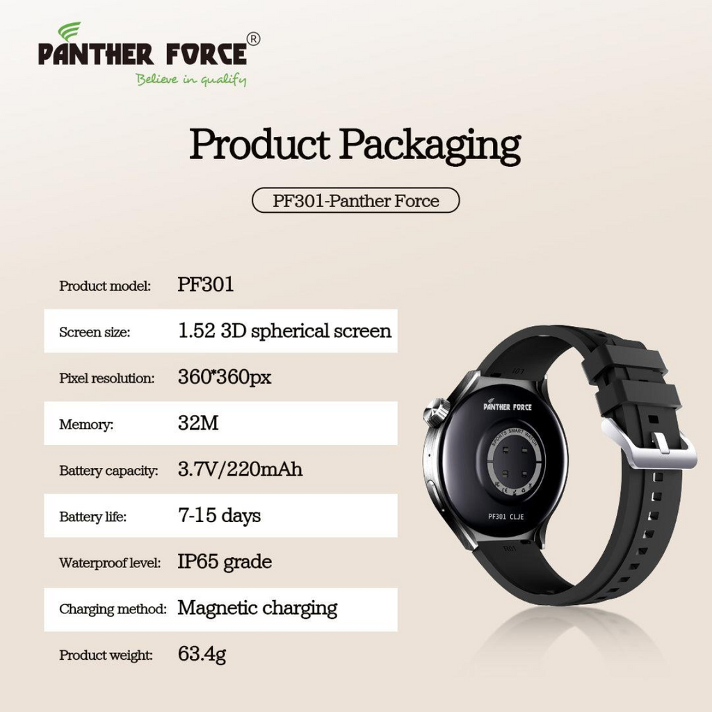 Panther Force 1.52" 3D Spherical Screen SmartWatch