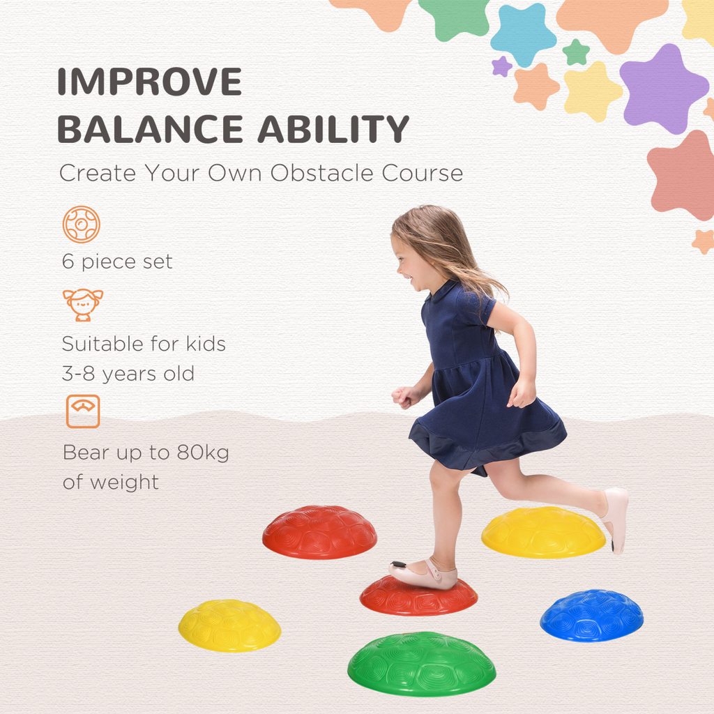 ZONEKIZ Balance River Stones with Non-Slip Mats for Ages 3-8 Years