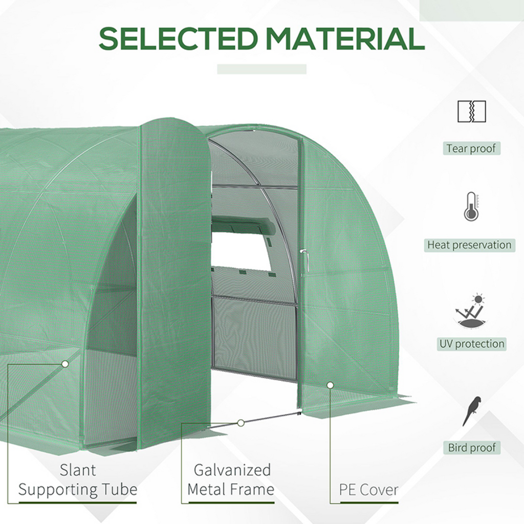 4 x 3M Walk-in Garden Polytunnel Greenhouse Galvanised Steel W/ Door