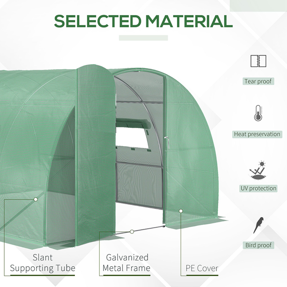 4 x 3M Walk-in Garden Polytunnel Greenhouse Galvanised Steel W/ Door
