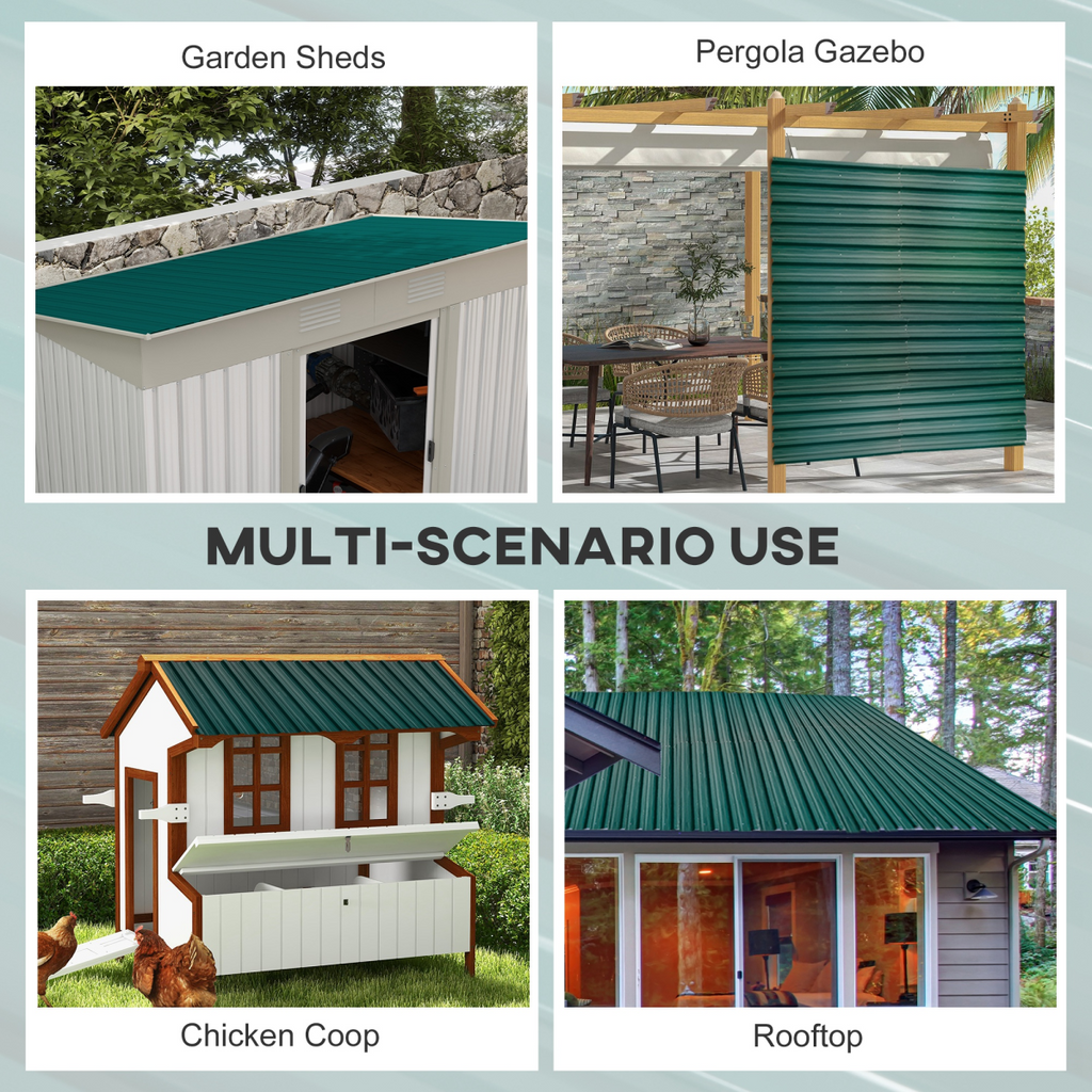 Outsunny Pack of 12 Metal Roofing Sheets for Greenhouse and Shed, Green
