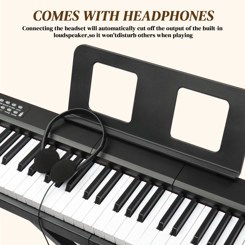 GPP-101 88 Key Full Size Semi-Weighted Standard Keyboards Digital Piano with MIDI Bluetooth, Headphone for Piano Lover Black color