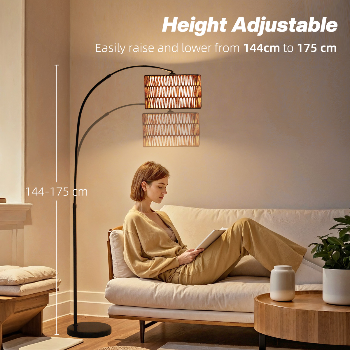 HOMCOM Floor Lamp for Living Room, Standing Lamp with Foot Switch, Black