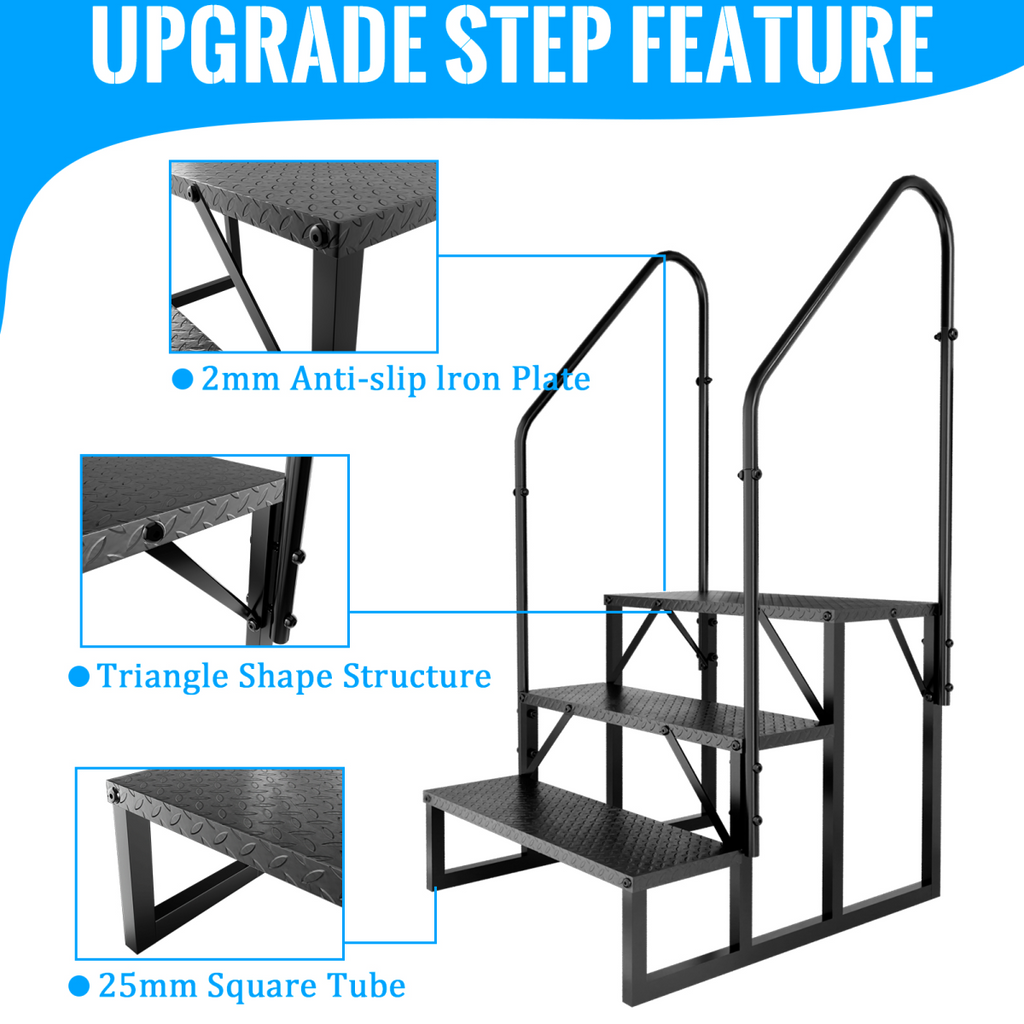 RV Step 3 Step Ladder, RV Step with Handrails