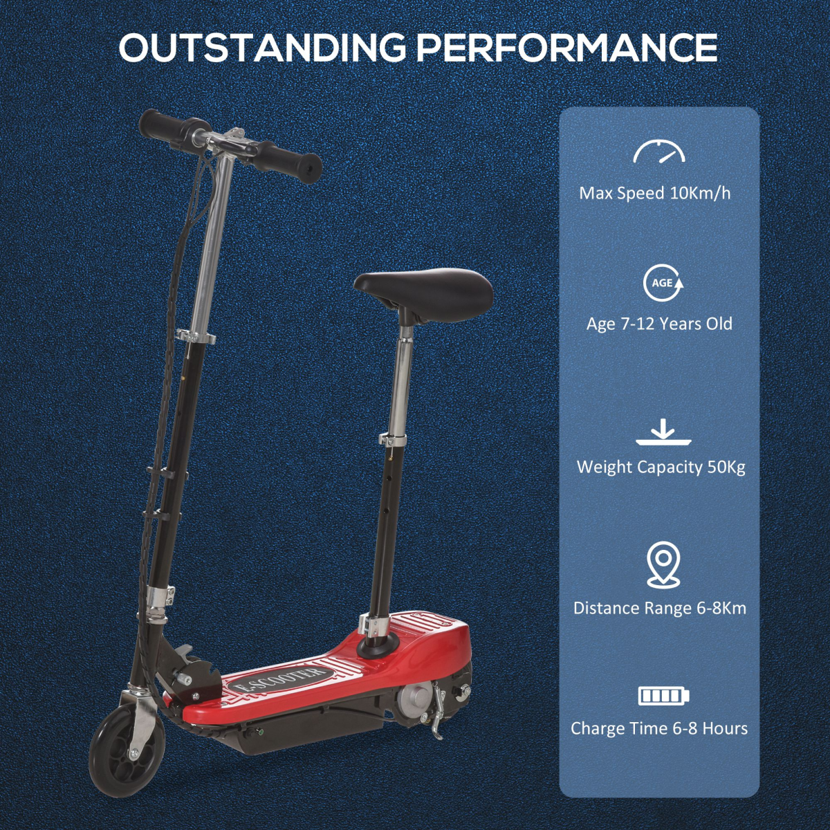 Kids Foldable Electric Powered Scooters 120W Toy with Brake Kickstand Red HOMCOM
