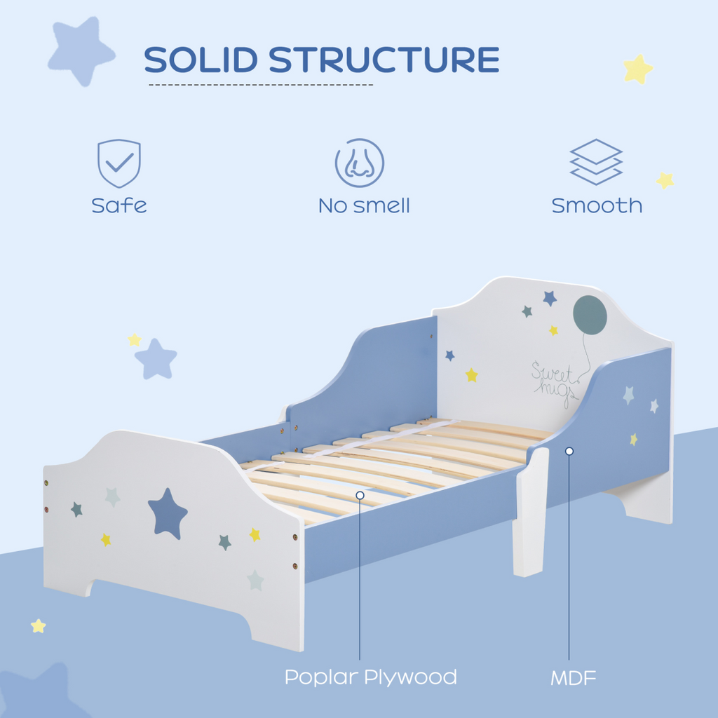 Kids Star Balloon Single Bed Frame Guardrails Slats Bedroom Furniture HOMCOM