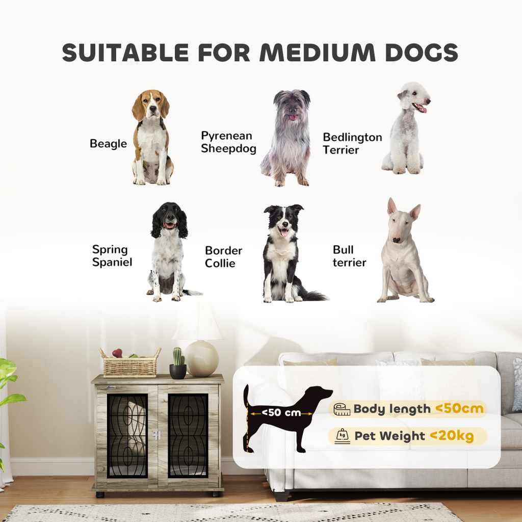 PawHut Dog Crate Furniture, End Table for Medium Dogs w/ Cushion