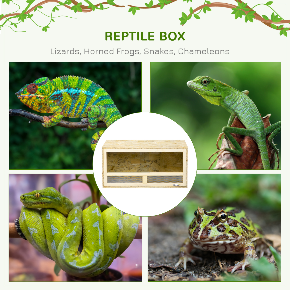 PawHut Reptile Terrarium with Transparent Sliding Doors, Breathable Mesh
