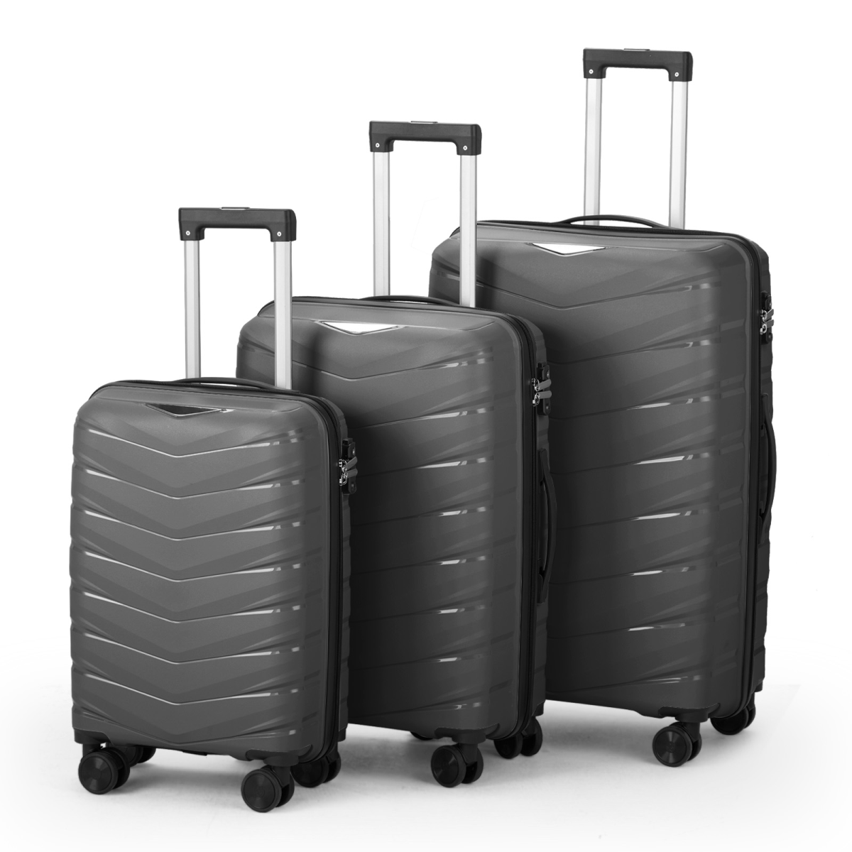 V-shaped stripe 3-in-1 PP trolley case 20in 24in 28in PP iron trolley classic