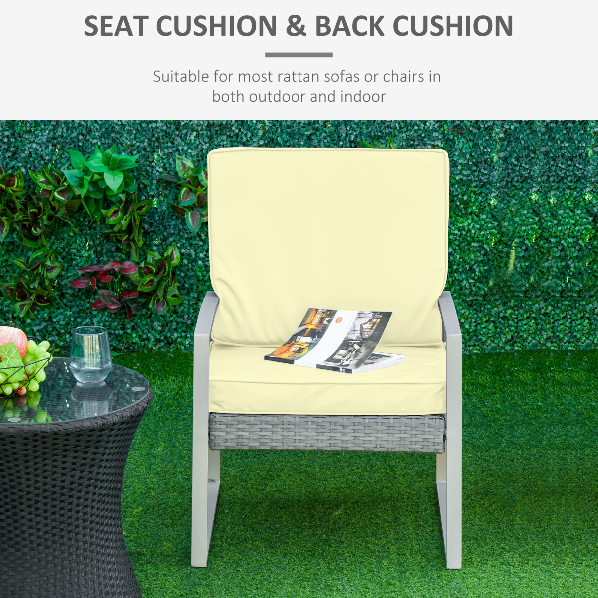 Outdoor Seat and Back Cushion Set Replacement Cushions, Cream White