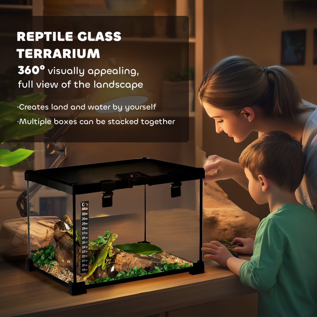 Glass Reptile Terrarium Habitats for Lizards, Frogs, Snake PawHut