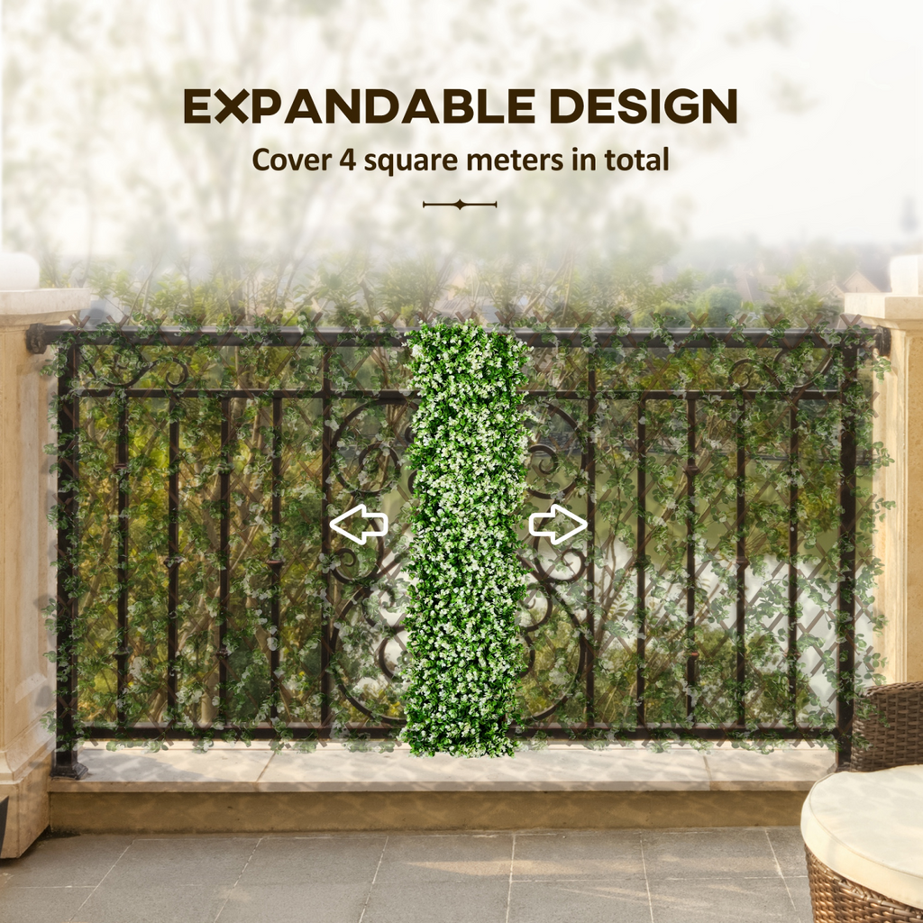 Outsunny 2 Pieces Decorative Trellis with Artificial Leaves, 2m x 1m, Eucalyptus